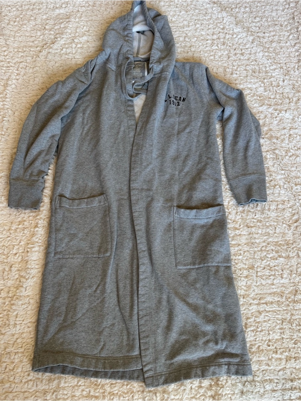 Vintage L.L. Bean 1912 Spell Out Rugby Sweatshirt Robe Hooded XS
